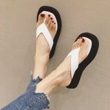 Fligmm Flip Flop Sandals Square Toe Slides Summer Platform Wedge Slippers Fashion 2023 Design Sandasl Women Shoes White