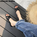 fligmm QUEEN Women Brand Slippers Summer Slides Open Toe Flat Casual Shoes Leisure Sandal Female Beach Flip Flops Big Size 41