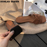 fligmm QUEEN Women Brand Slippers Summer Slides Open Toe Flat Casual Shoes Leisure Sandal Female Beach Flip Flops Big Size 41