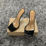 Fligmm New Designer PVC Transparent Female Slippers Sandals Women Sexy High heels Summer Party Ladies Clear Flip flops shoes