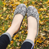 Fligmm 2023 Spring New Print Flats Women Comfortable Slip-on Soft Bottom Loafers Shoes Woman Chinese Style Non-slip Casual Shoes