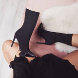 Fligmm Arriva Stretch Fabric Women Ankle Boots Pointed Toe High Heels Slip-On Sexy Sock heels Chelsea Boots 2023