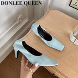 fligmm Square Toe Thin High Heel Shoes Women Shallow Elastic Pumps Autumn Shoe For Party Dress Zebra Chaussure Zapatillas Mujer