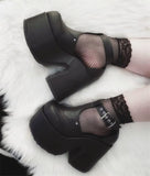 Fligmm INS 2023 Platform Round Toe high-heeled Buckle Strap Punk Cool Goth women's Sandals Cutout Thick Heel Summer Shoes