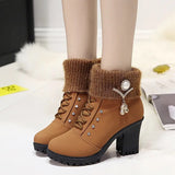 Fligmm High Heel Winter Shoes Women Winter Boots Fashion Women's High Heel Boots Plush Warm Fur Shoes Ladies Brand Ankle Boots