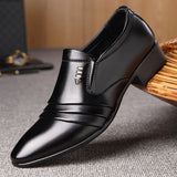 Fligmm Men's Dress Shoes Fashion Elegant Formal Wedding Shoes Men Slip On Office Oxford Shoes For Men Black 2023 new rtg5