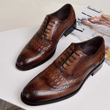 Fligmm Men casual shoes Brock Oxford retro crocodile leather men formal spring and autumn 2023 new 's for