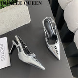 fligmm Brand Sandals Women Spring Mules Summer Thin Stiletto Rivet Lace-up Sandal European American Banquet Show Shoes Party Pumps