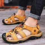 Fligmm Leather Men Shoes Summer New Large Size Men's Sandals Men Sandals Fashion Sandals Slippers Big Size 38-47