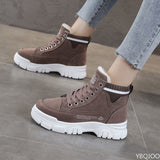 Fligmm Boots for Women 2023 High Platform Ankle Boots Warm Plush Shoes Lace-up Sneakers ботинки женские на платформе