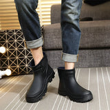 Fligmm Boots Waterproof Spring Winter Shoes Men Rain Boy's Water Rubber Black Ankle Boots Slip-on Botas 4p