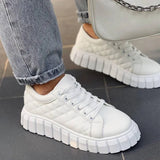 Fligmm Black Sneakers Women 2023 New Fashion Lace Up Ladies Comfy Flat Casual Shoes 43 Big Size Female Outdoor Sport Shoes