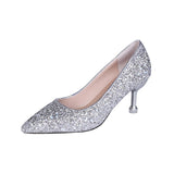 Fligmm Silver High Heels Glitter Heels Pointed Heels Mary Jane Shoes Evening Shoes Dress Shoes Women Pumps Thin Heels Summer d8