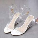 Fligmm Wedges Sandals Women Summer Transparent High Heels PVC Slippers Open Toe Sexy Wedding Shoes Platform Sandals Clear Shoes tyu