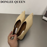 fligmm Toe Woven Flat Shoes 2023 New Fashion Shallow Ballet Flats Female Ballerina Double Wearing Mule Slip Loafer Casual Mujer