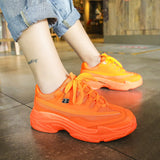 Fligmm Designer Sneakers Women Platform Casual Shoes Fashion Sneakers Platform Basket Femme Yellow Lace-Up Casual Chunky Shoes