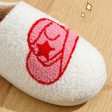 Fligmm Cartoon Cowboy Fluffy Fur Slippers Women 2023 Winter Warm Lambwool Cotton Slippers Woman Flat Heels Indoor Bedroom Slides