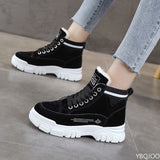 Fligmm Boots for Women 2023 High Platform Ankle Boots Warm Plush Shoes Lace-up Sneakers ботинки женские на платформе