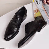 Fligmm Men casual shoes Brock Oxford retro crocodile leather men formal spring and autumn 2023 new 's for