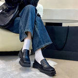 Fligmm Style Square Toe Loafers Women 2023 Spring Patent Leather Platform Pumps Woman Slip On Thick Heels Oxford Shoes Jk Shoes