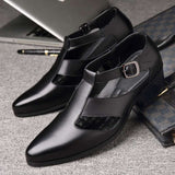 Fligmm Summer Sandals Mens PU Leather Buckle Hollow Breathble High Heels Mens Shoes Casual Rome Style Trendy Shoes For Men Zapat