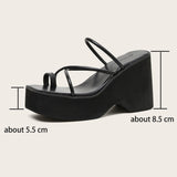 Fligmm Wedges Sandals For Women Strappy Flip Flop Slipper Shoes 2023 Summer New Goth Casual Cross Band Thong Sandals Brand