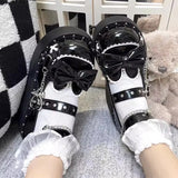 Fligmm Black Mary Jane Lolita Shoes Women 2023 Autumn Chunky High Heels Platform Pumps Woman Metal Chain Punk Shoes Footwear