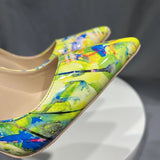 Fligmm Hawaii Style Women Oil Painting Printed Patent Pointed Toe High Heels Fashion Ladies Stiletto Pumps Large Size 33-46