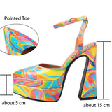 fligmm Fashion Pumps For Women Pointed Toe Double Platform Ankle Strap Leopard Print Sexy Chunky Heel Heel Pumps Shoes