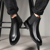 Fligmm Winter Elegant Chelsea Boots Leather Men Couple Shoes Size 35 47 Slip-on Dress Formal Boots Model Fashion Show222