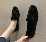 Fligmm Women Flat Glitter Sneakers Casual Female Slip-On Bling Platform Comfortable Plus Size Loafer Shoes km87