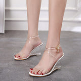 Fligmm Wedges Sandals Women Summer Transparent High Heels PVC Slippers Open Toe Sexy Wedding Shoes Platform Sandals Clear Shoes tyu