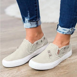 Fligmm Women Canvas Shoes 2023 Fashion Casual Canvas Shoes Women Flat Shoes Women Denim Zipper Loafers Plus Szie 43 Zapatos Para Mujer