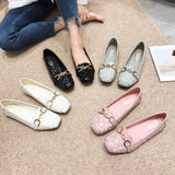 Fligmm Flat Shoes Woman Loafers Women Boat Shoes Party Wedding Dress Soft Bottom Square Toe Striking Luxury Brand Design Style