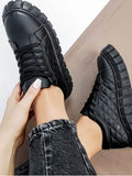 Fligmm Black Sneakers Women 2023 New Fashion Lace Up Ladies Comfy Flat Casual Shoes 43 Big Size Female Outdoor Sport Shoes