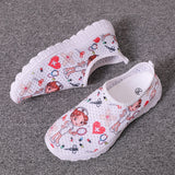 Fligmm Nurse Shoes Women Print Breathable Sneakers Woman Slip-on Light Non-slip Flats Ladies Soft Bottom Casual Sports Shoes