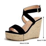 fligmm Open Toe Platform Wedges Sandals For Women 2023 Straw Heel Bowknot Ankle Strappy Summer Lace Up Party Casual Shoes Women