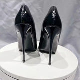 Fligmm All BLack Patent Women Pointy Toe High Heels Slip On Stilettos OL Formal Dress Shoes Customize Pumps 12/10/8cm