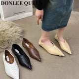 fligmm Toe Woven Flat Shoes 2023 New Fashion Shallow Ballet Flats Female Ballerina Double Wearing Mule Slip Loafer Casual Mujer