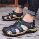 Fligmm Leather Men Shoes Summer New Large Size Men's Sandals Men Sandals Fashion Sandals Slippers Big Size 38-47