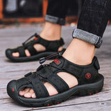 Fligmm Leather Men Shoes Summer New Large Size Men's Sandals Men Sandals Fashion Sandals Slippers Big Size 38-47