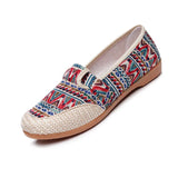 Fligmm Ladies Casual Comfort Bohemian Slip On Lazy Shoes Female Womens Flat Slip On Canvas Strap Loafers Straw Espadrilles