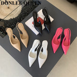 fligmm Fashion Spring Slingback Sandals Women Half Wrap Pointy Toe Designer High Heel Shoe Elegant Shallow Pumps Party Dress Mujer