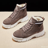 Fligmm Boots for Women 2023 High Platform Ankle Boots Warm Plush Shoes Lace-up Sneakers ботинки женские на платформе