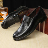 Fligmm Brand Men Leather Formal Business Shoes Male Office Work Flat Shoes Oxford Breathable Party Wedding Anniversary Shoes