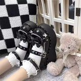 Fligmm Black Mary Jane Lolita Shoes Women 2023 Autumn Chunky High Heels Platform Pumps Woman Metal Chain Punk Shoes Footwear