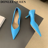 fligmm Spring Shoes Women Thin Heels Pumps Elegant Pointed Toe Deep V Design Shallow Dress Shoes Party Wedding Candy Colors Mujer