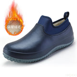 Fligmm Mens Kitchen Working Shoes Non-slip Waterproof Chef Shoes Casual Unisex Work Shoes Water Shoes Rain Cotton Boots Plus Size