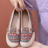 Fligmm Ladies Casual Comfort Bohemian Slip On Lazy Shoes Female Womens Flat Slip On Canvas Strap Loafers Straw Espadrilles