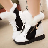 Fligmm Women Boots platform Winter Shoes Women Snow Boots Platform Keep Warm Ankle Winter Boots With Thick Fur Heels Botas Mujer